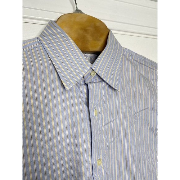 Brooks Brothers Makers And Merchants Mens Slim Button Down Blue Stripes 16/33 - Picture 2 of 5